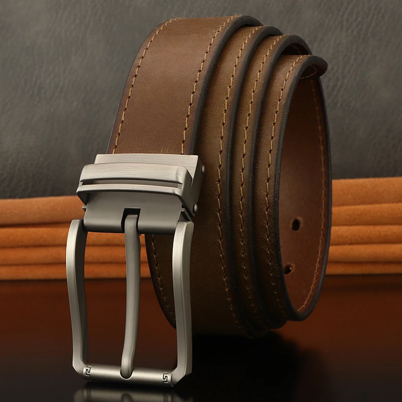 High Quality Designer Fashion Pin Buckle belts Men  Vintage Genuine Leather Luxury Brand Jeans Coffee Casual Ceinture Homme