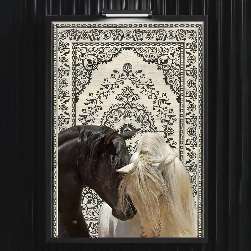 Orientalisches Bohemian-Pferdeposter für Wohnzimmer, Schlafzimmer, Bar, Flur, selbstklebende Wandkunst, wasserfester ästhetischer Druck – Detail 5