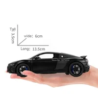 1:32 AUDI R8 Sports Car Alloy Toy Model Metal Diecast Scale Vehicles with Light Sound Doors Can Be Opened Toy for Boys Gifts 2