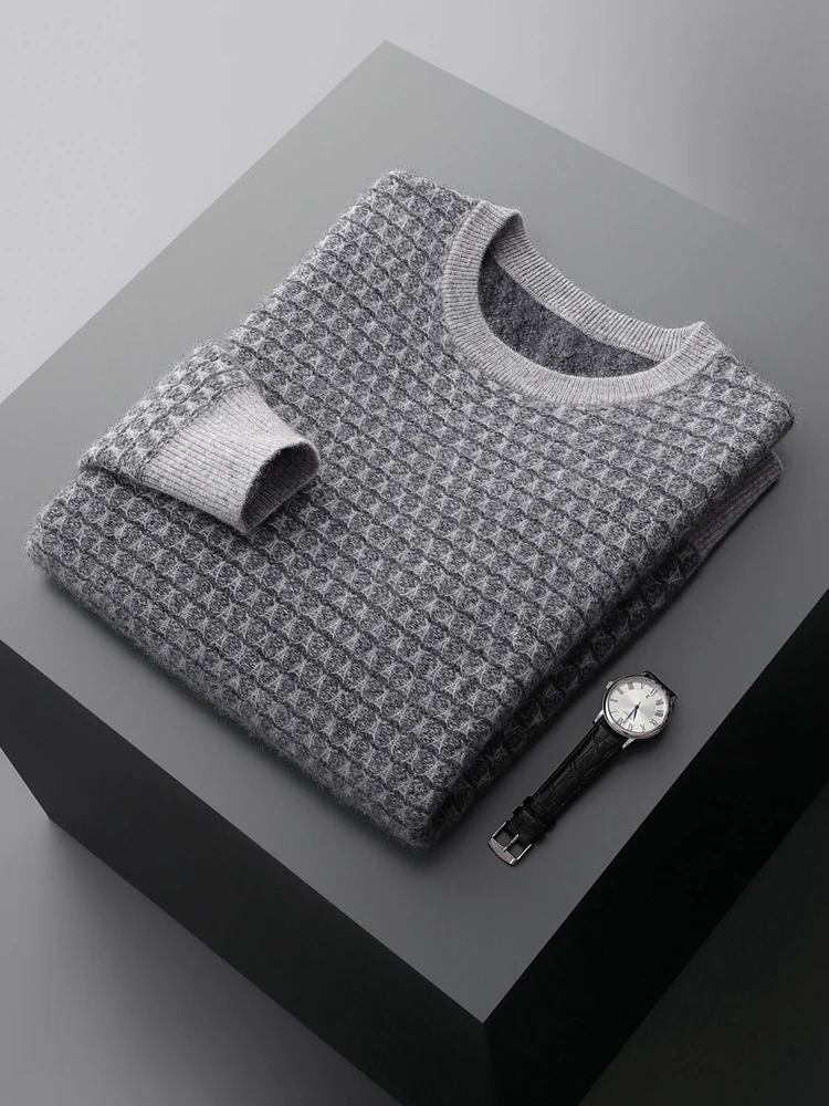 Zocept Winter High Quality Natural Cashmere Sweater for Men Casual Vintage Korean Knitted Jacquard Thick Warm Sweater Pullover 5