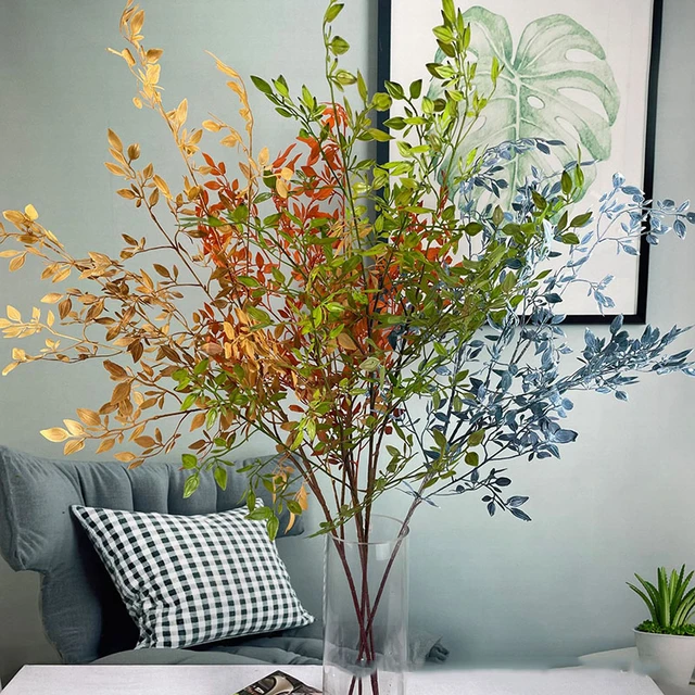 Plantas artificiales grandes para decoración del hogar, rama de Nandina,  palmera Tropical, árbol de bambú falso