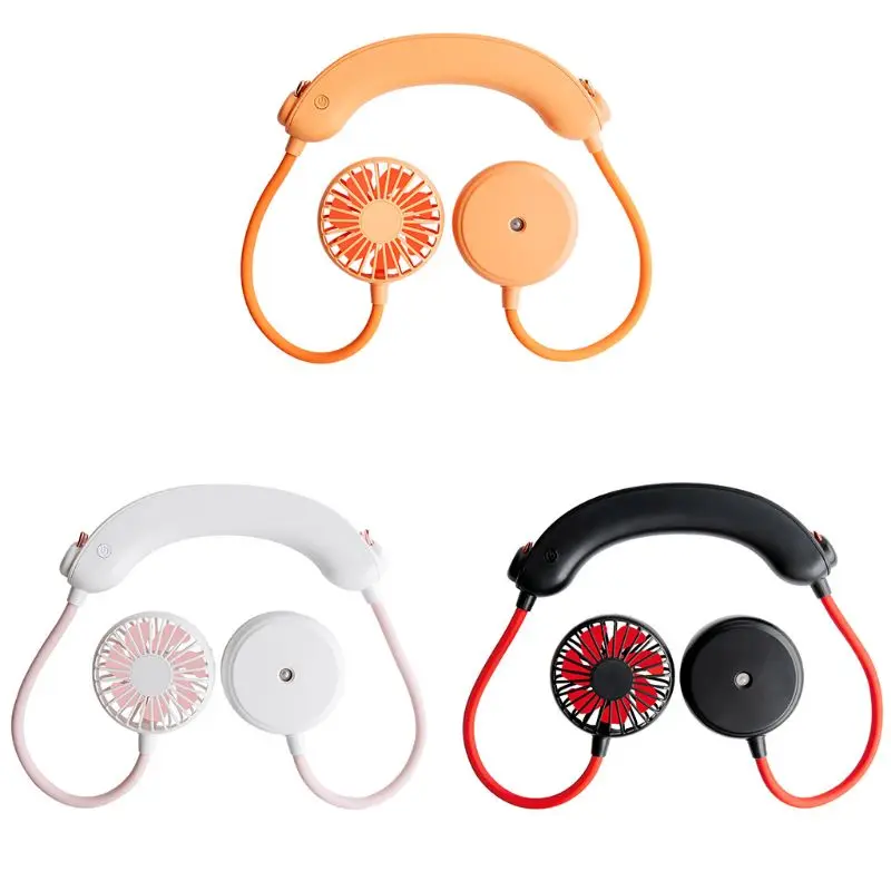 

20CC Portable Hanging Neck Fan USB Rechargeable 3 Speed Settings Air Cooler Humidifier Purifier for Student Dormitory Home Use