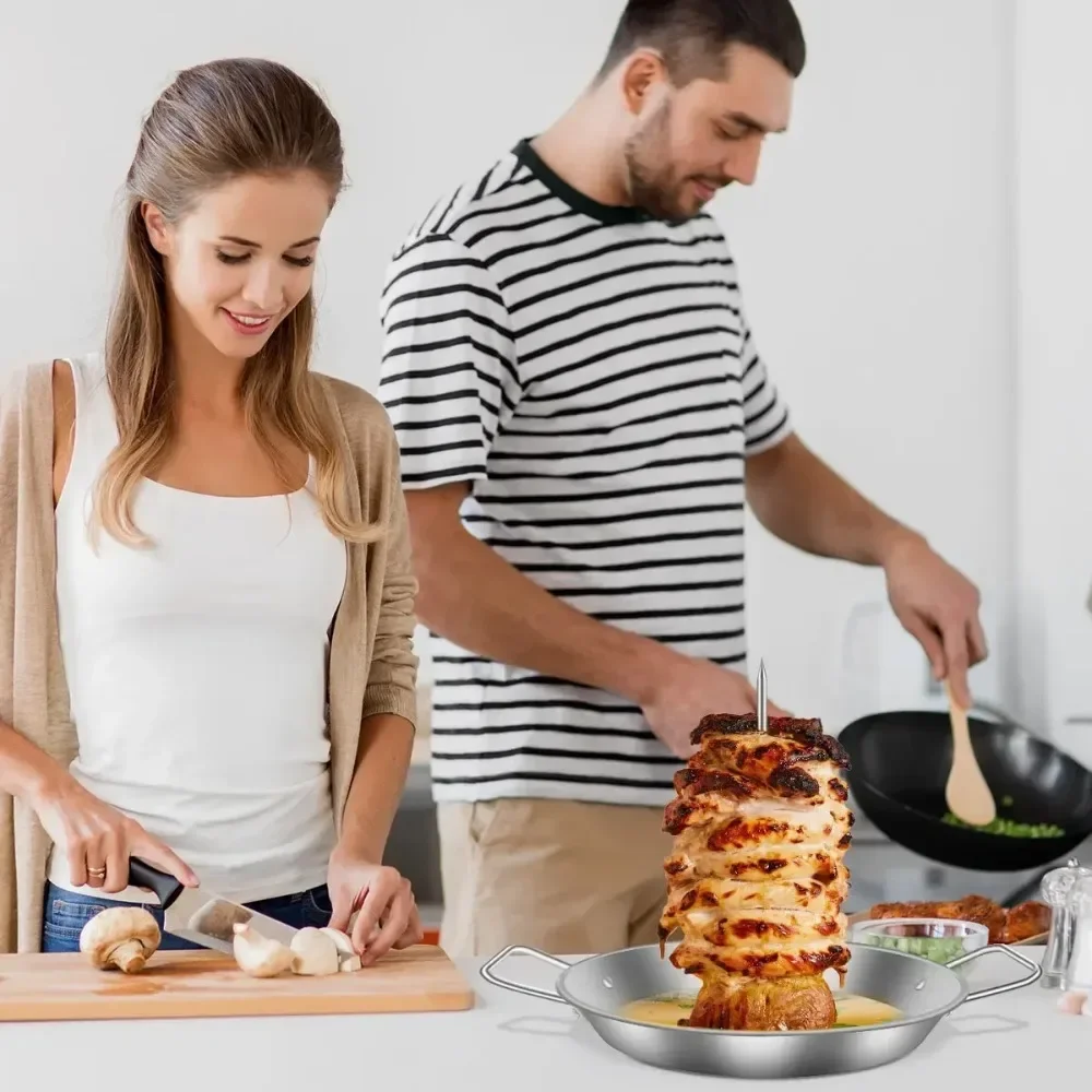 Stainless Steel BBQ Vertical Meat Skewer Roasting Meat Spit Skewers Brazilian Spikes Barbecue Grilling Rack Kitchen Tools lijiao