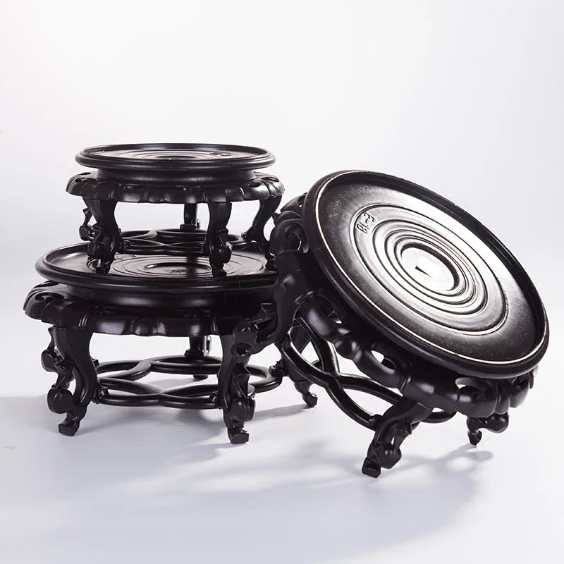 Round Plant Stand Black Vintage Plastic Resin Vase Stand Fishbowl shelf for Indoor Plant Holder Vase Display support Asian