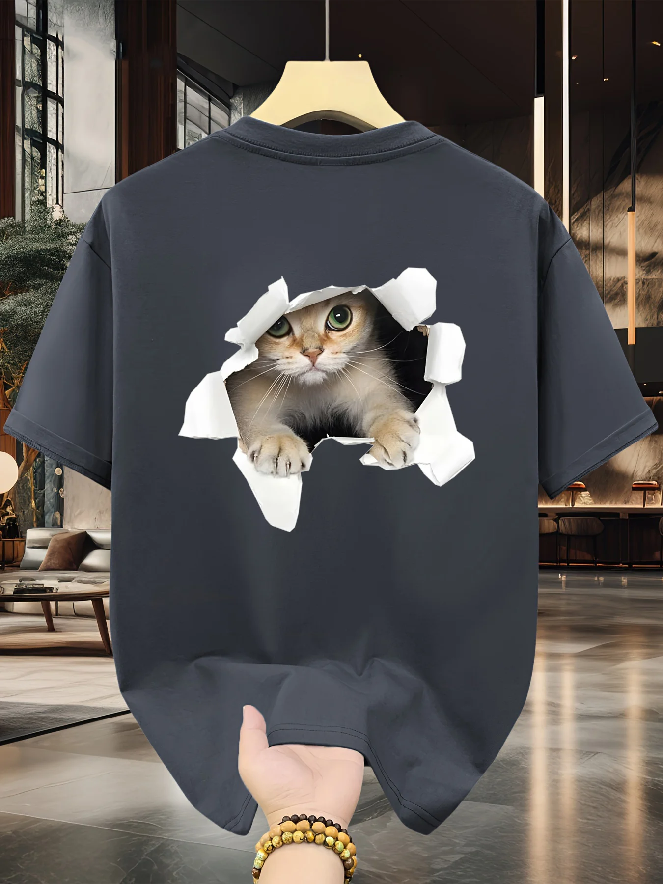 الرجال الصيف 100 القطن المألوف عادية فضفاض حجم كبي...