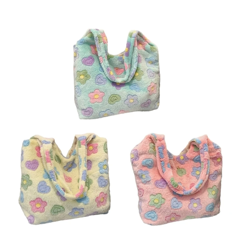 

Women's Flower Shoulder Bag Plush Underarm BagY2K Tote Bags for Autumn