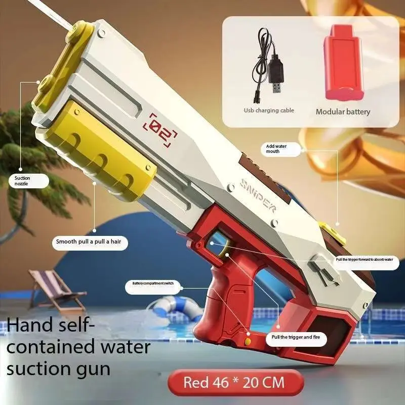 Water Guns 2309 Electric Pistol Shooting Toy Full Automatic Summer Shoot Beach Outdoor Fun Toy For Children Boys Girl Adults Gift