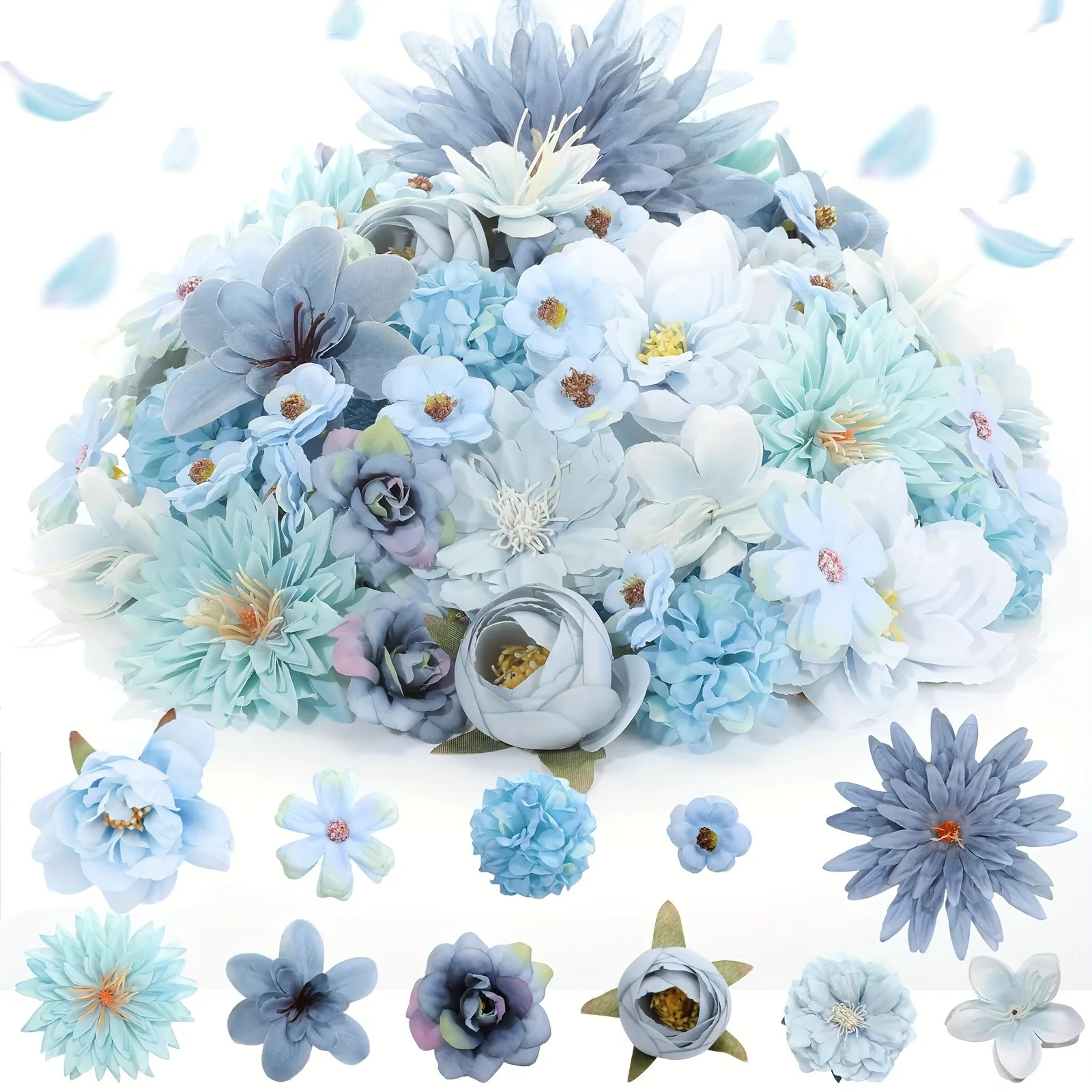 20 Stück Mix künstliche Blumen aus Seide, künstliche Blumen für Heimdekoration, Geburtstagsparty-Zubehör, Hochzeitsdekoration, Handwerk, Geschenke, Zubehör – Detail 3
