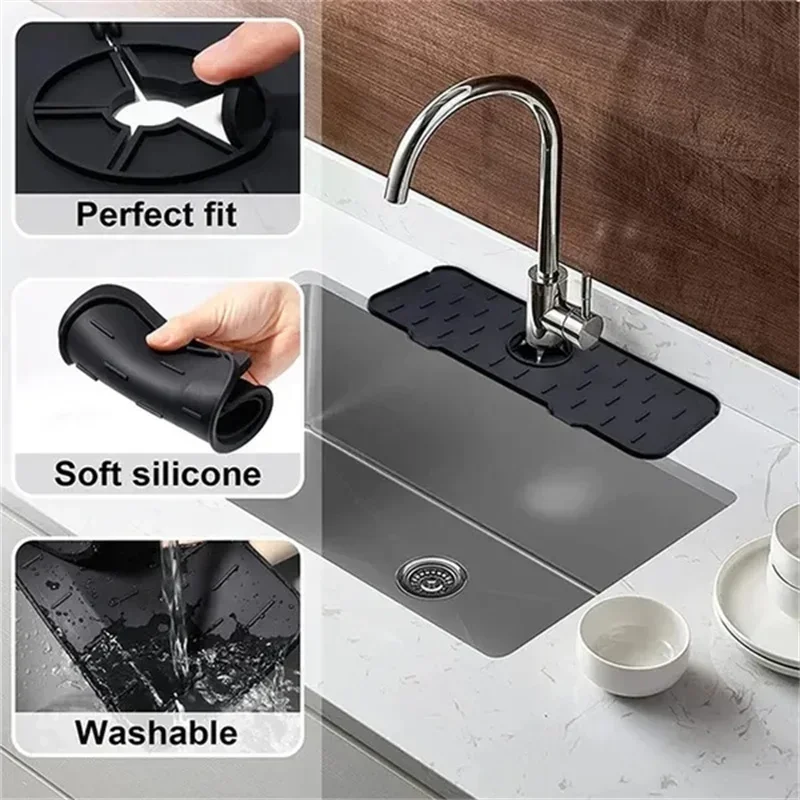 Kitchen Utensils Silicone Rack Kitchens Accessories Tray Storage Guard Sink Box Bathroom Faucet Utensil Mat Sponge Splash