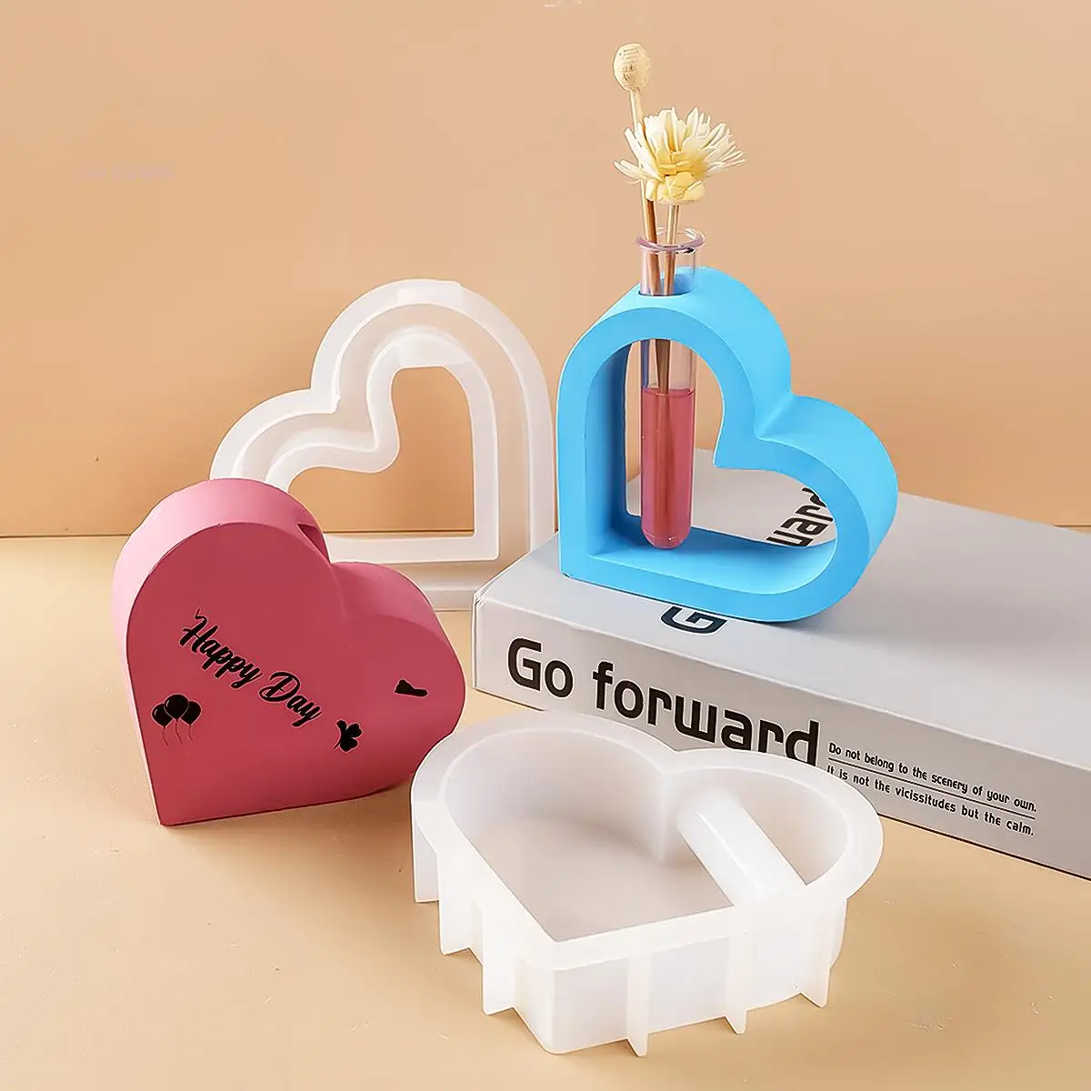 Silicone Mold Heart Hydroponic Vase DIY Handmade Hollow Love Shaped Aromatherapy Flower Arrangement