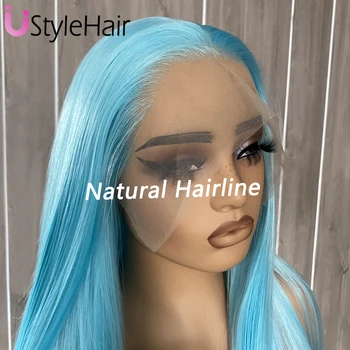Light Blue Lace Wig Long Silky Straight Lace Front Wig for Women13x4 Natural Hairline Synthetic Hair Glueless Heat Resistant