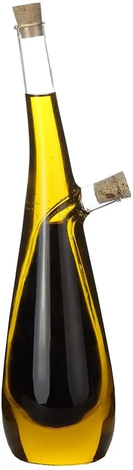 Bottiglia 2 In 1 Per Olio E Aceto In Vetro Trasparente Con Doppio Versatore
