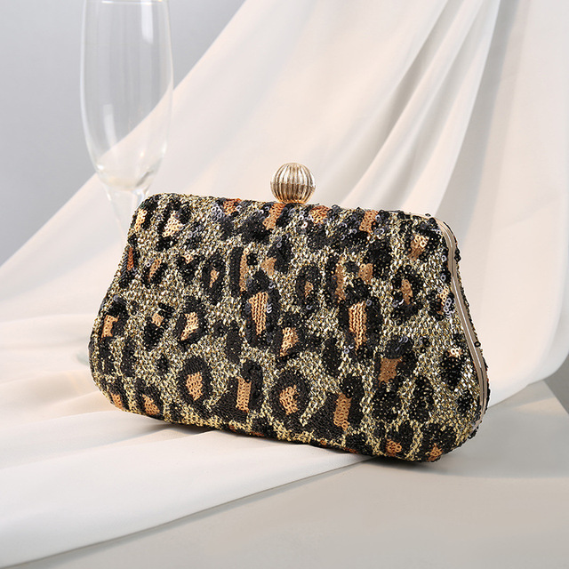 New Embroidered Sequin Leopard Evening Bag for Women 2022 Fashion Design Casual Purse Chain Shoulder Crossbody Party Bag