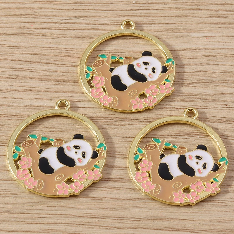10 stücke Cartoon Tier Charms Emaille Panda Charms Anhänger für Schmuck machen Tropfen Ohrringe Halskette Armband DIY Handwerk liefert – Detail 6