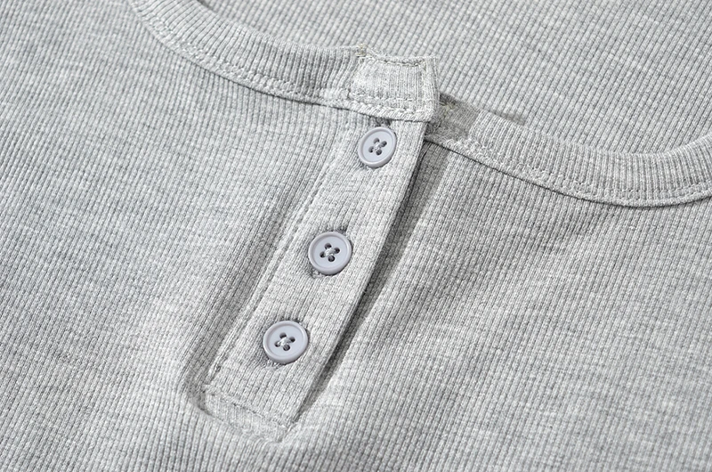 Sun-imperial Square Neck Long Sleeved Fitted T-shirt With Buttons Detail