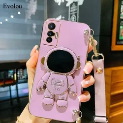 6D Plating Astronaut Lanyard Phone Case with Soft TPU Back Cover for Oneplus ACE 5 Pro (Purple)