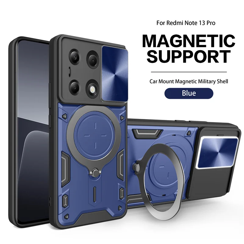 Rugged Armor Case with Slide Camera Protector & Ring Stand