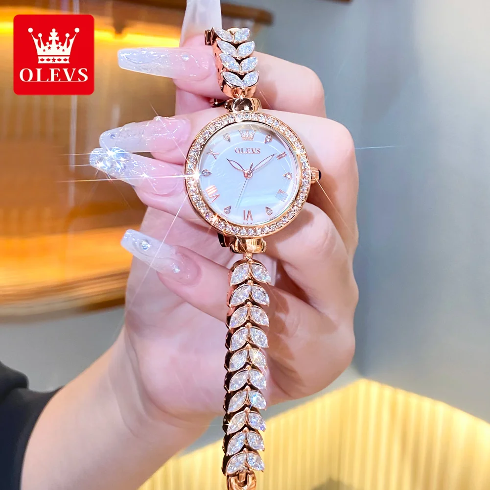 

OLEVS Quartz Watches for Women Diamond Dial Mermaid Strap Waterproof HD Luminous Elegant Fashion Ladies Wristwatches Reloj Mujer