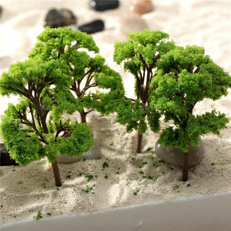 Model Trees 10Pcs 4CM Train Railroad Layout Diorama Wargame Scenery Miniature Tree Decoration Building Landscape Accessories