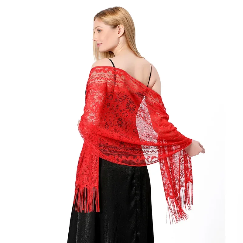 

Ethnic Style Lace Cashew Shawl Scarf Bridal Wedding Dress Evening Party Shawl