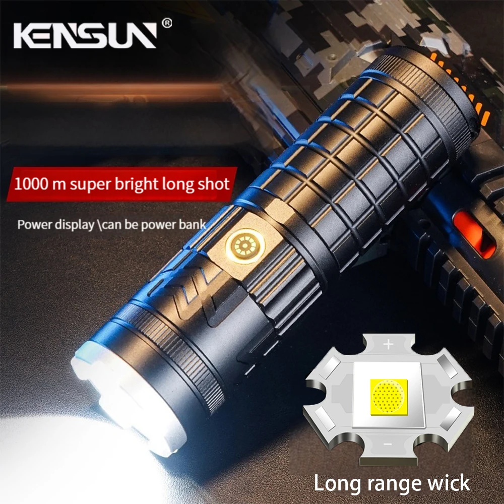 

Super Bright LED Flashlight USB Rechargeable Strong Light Lamp Outdoor Long Range Spotlight Zoom Fishing Torch Camping Lantern