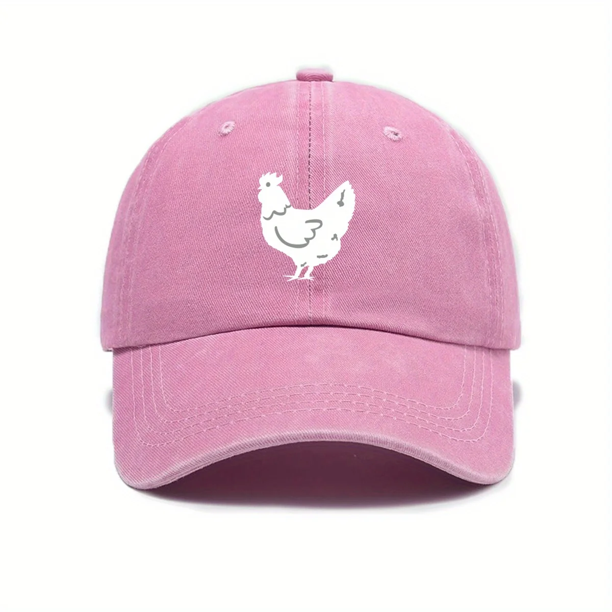 white-hen-printed-baseball-cap-fun-casual-adjustable-duckbill-hat