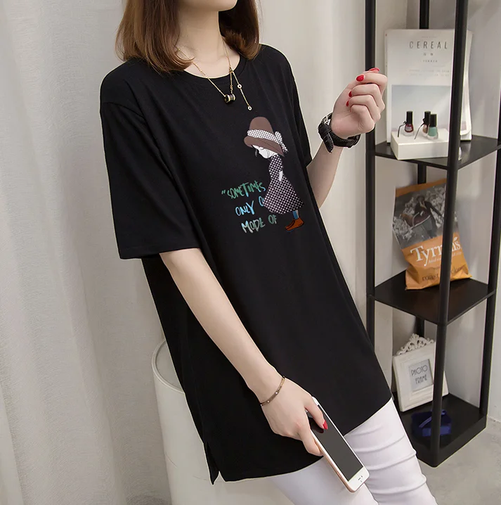 

2024 Summer Maternity Sleeveless T-shirt Fashion Letters Printing O-neck Pregnant Woman Tees Long Plus Size Pregnancy Tank Tops