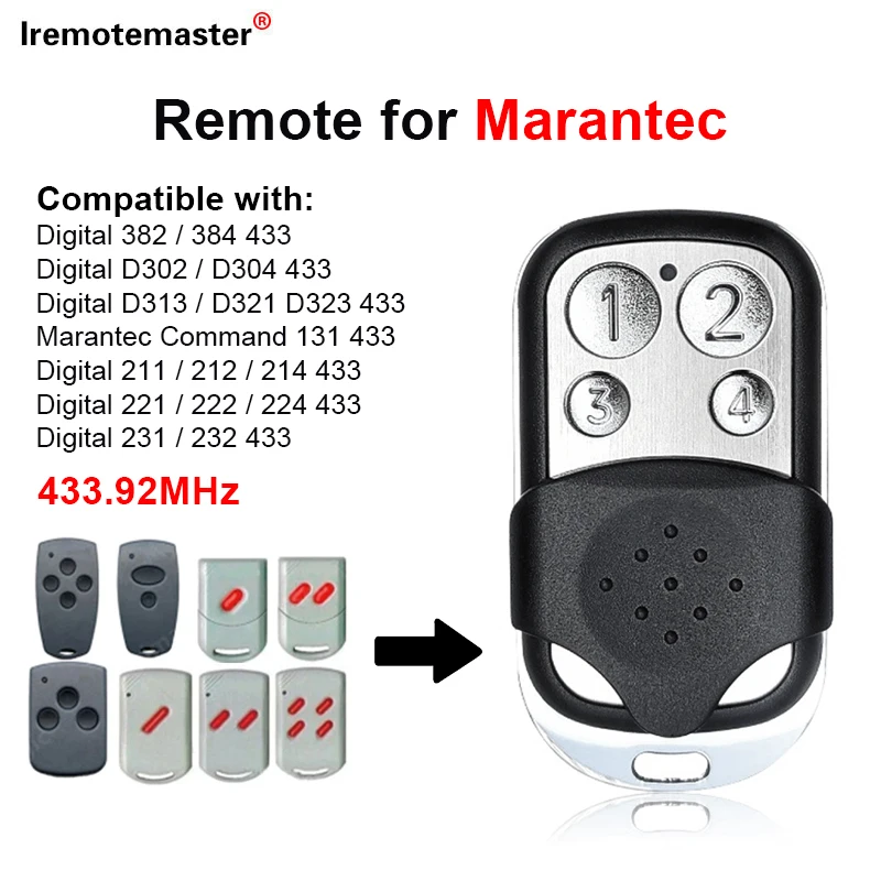 

Copy Marantec Digital 302 433 Mhz D302 304 313 Comfort 220 Comfort 250 252 270 AZ021 64176 Garage Gate Remote Control