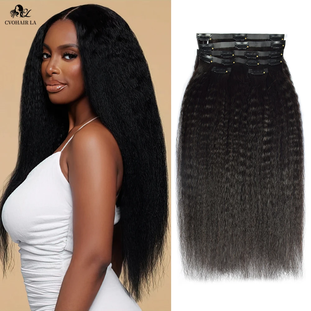 Human Hair Bundles Human Hair Weave Kinky Straight Seamless Clip Ins 120g 100％ Human Hair Natural for Black Women