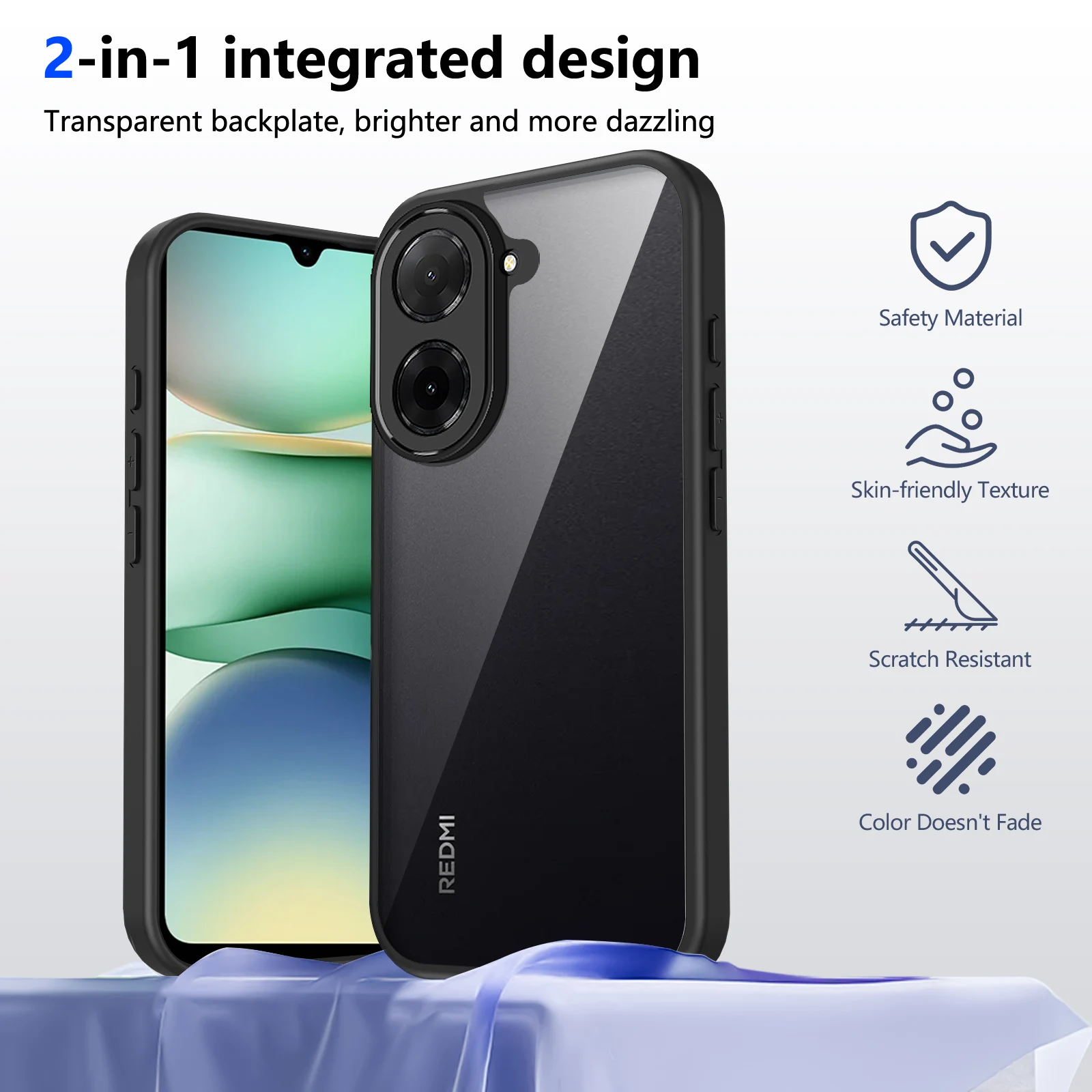 Premium Shockproof Transparent Acrylic Case with Frosted Frame