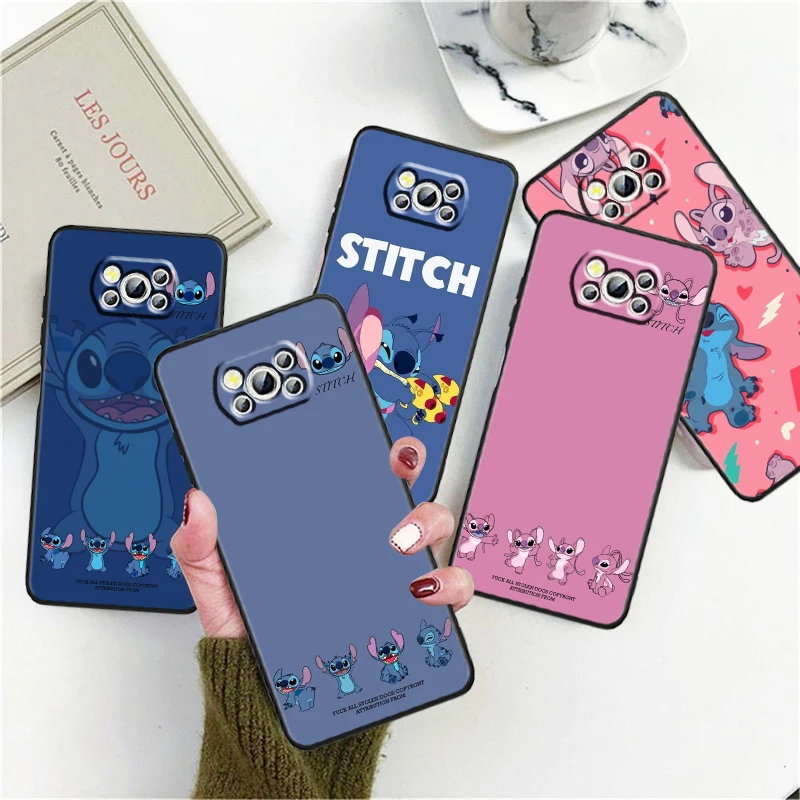 

Disney Cute Stitch Angel Hot For Xiaomi Mi Poco X5 X4 X3 M6 M5 M5S M4 M3 F5 F4 F3 F2 C40 Pro GT NFC 5G Black Phone Case