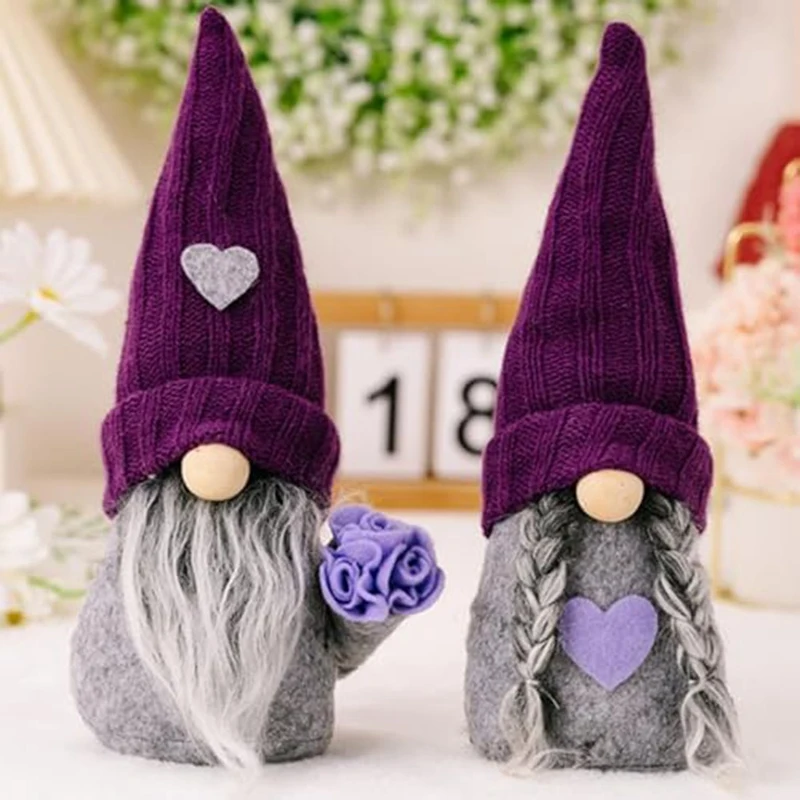 

Gnomes Decorations Purple Handmade Plush Decor Winter Holiday Valentine's Day Ornaments Holiday Gift Easy To Use 25 X 8 X 6Cm