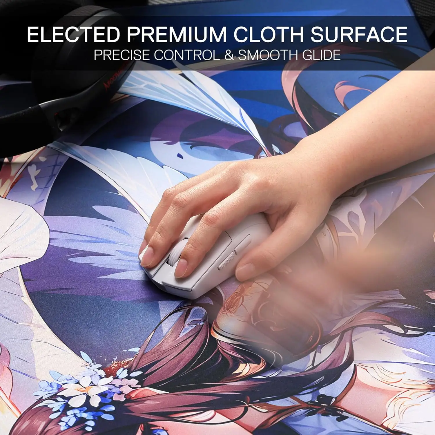 Redragon P046 Anime Gaming Mouse Pad-Smooth Lycra Surface, Anti-Slip Rubber Base, Spill-Resistant, Durable 5mm Thick