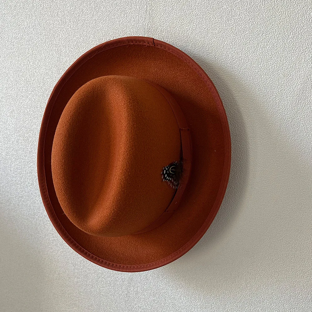 Fedora Hut Premium rosa Fedora Hut neue Frauen gekräuselte Schleife bunte Filzhut Männer konkave Top kurze Party Hut – Detail 24