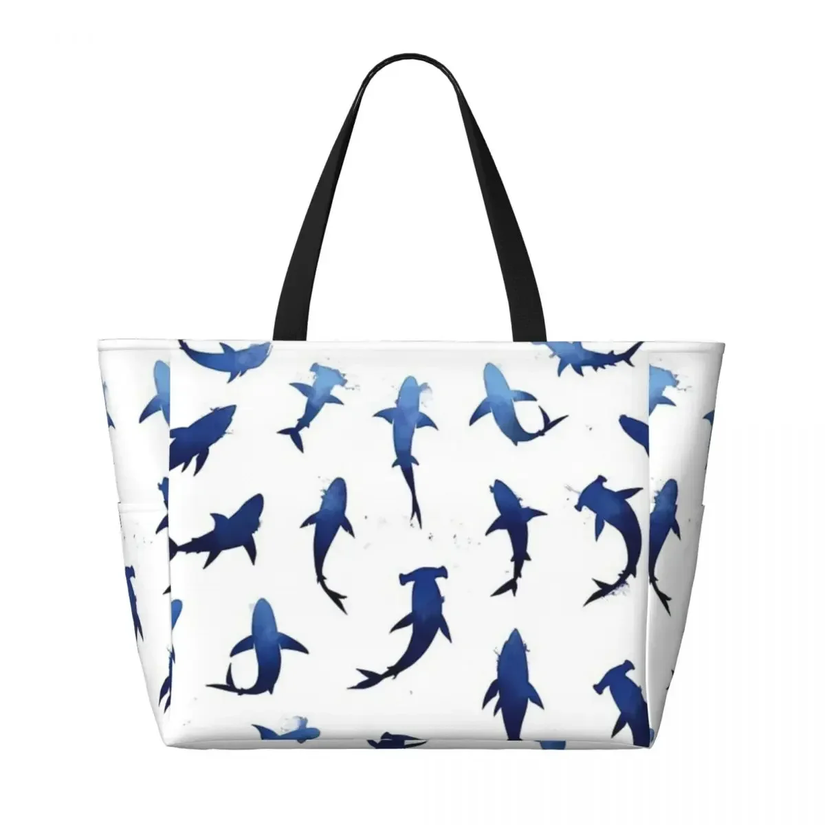 Shark Love Beach Travel Bag, Tote Bag Holiday Large Capacity Birthday Gift Multi-Style Pattern