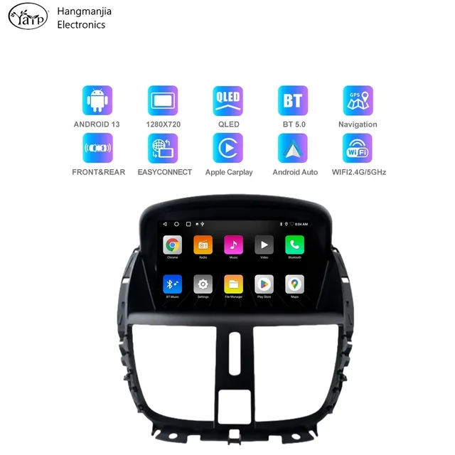 Hangmanjia-Autoradio sans fil Android CarPlay, systèmes intelligents automatiques, limitation de l'autoradio, KIT 207 207CC 2006 - 2015 3