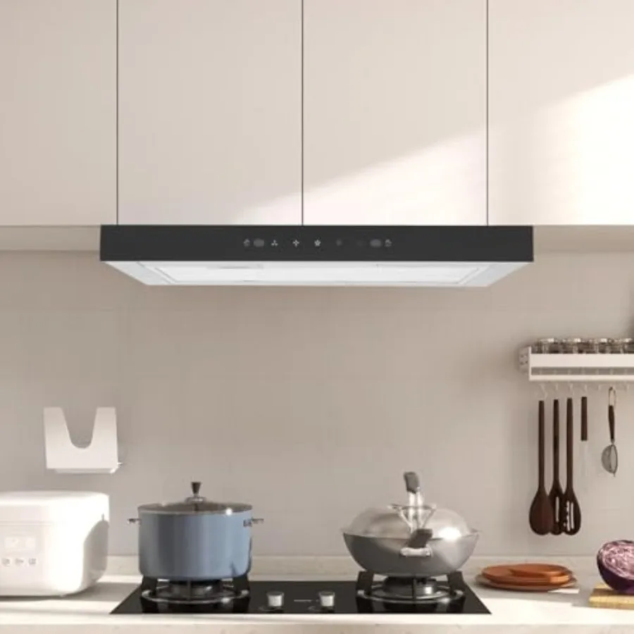24inch Stainless Steel Under Cabinet Range Hood with 350 CFM Suction for Kitchen Touch and Gesture Control 3Speed Exhaust Fan L