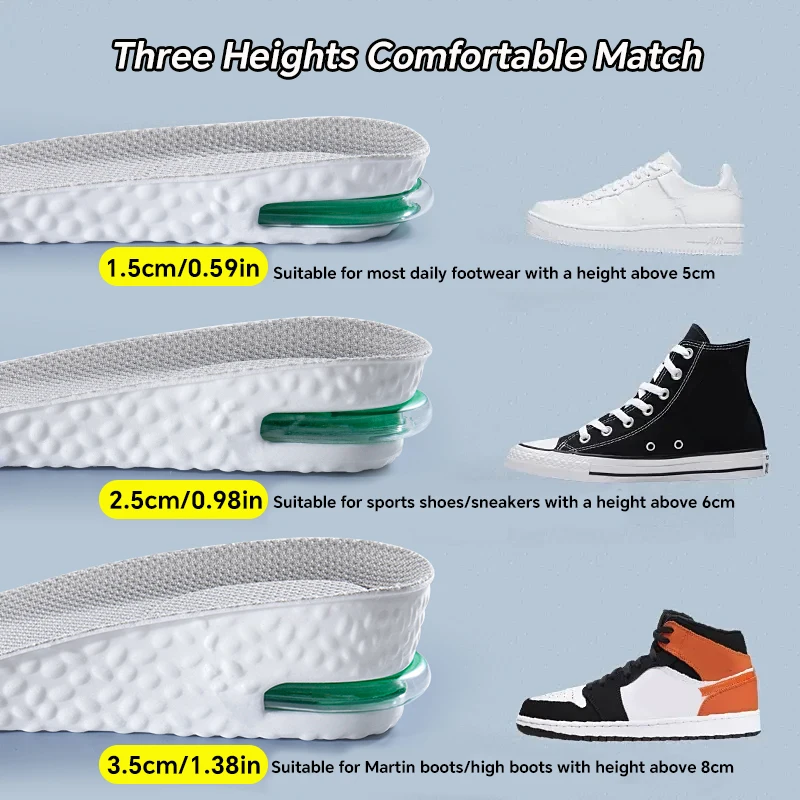1 زوج الارتفاع زيادة نعل للأقدام الرياضة الهواء ال...