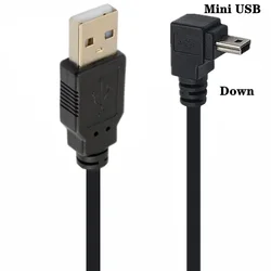 USB Male to Male Angled Fast Data Charge Cable - Compact 90 Degree Design (3.5m) for 0.25m (USB - Mini Down)