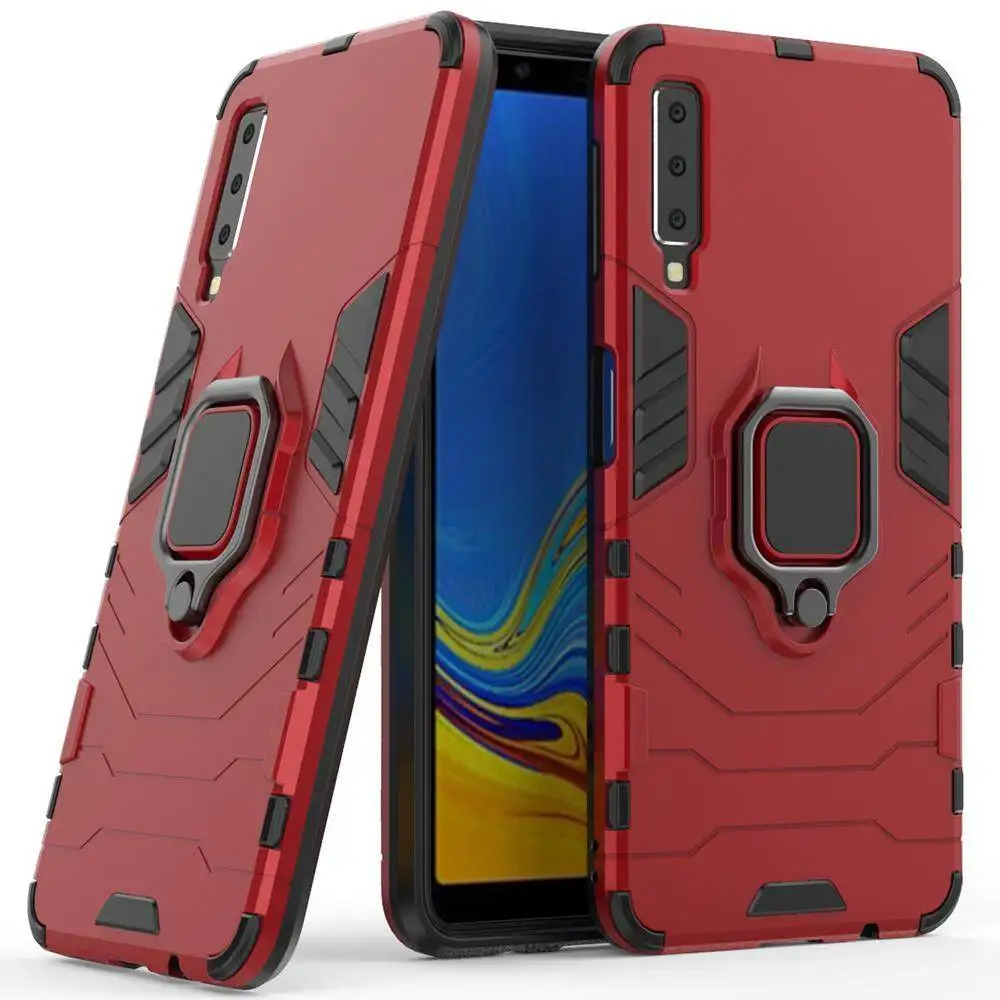 Luxury Armor Shockproof Phone Case with Silicone TPU and Metal Ring Holder