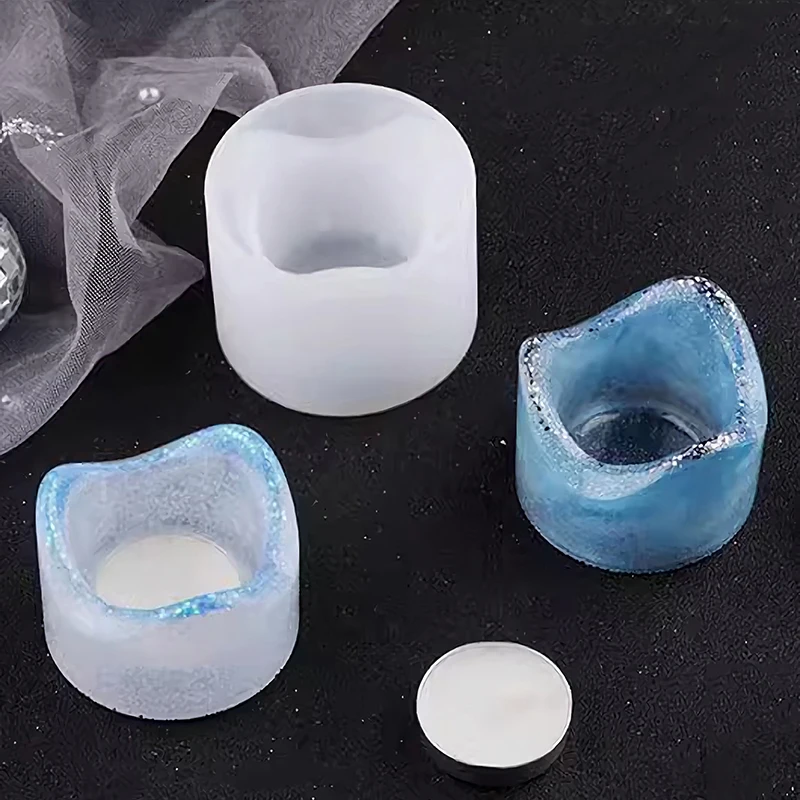 DIY 불규칙 오목 저장 용기 실리콘 몰드 진주 반지 상자 시멘트 석고 레진 몰드 향초 컵 홀더 석고 몰드