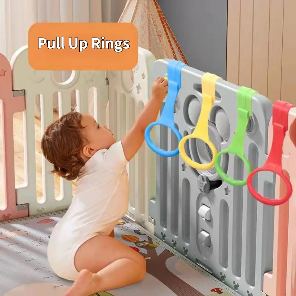 цена 2Pcs Playpen Pull Ring Baby Crib Pull Up Rings Learn To Stand Up Hand Pull Ring Toddler Activity Kids Walking Training Tool