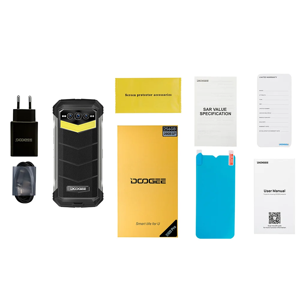 Doogee tel fono inteligente S100 Pro resistente al agua smartphone con Octa Core 12GB 256GB pantalla