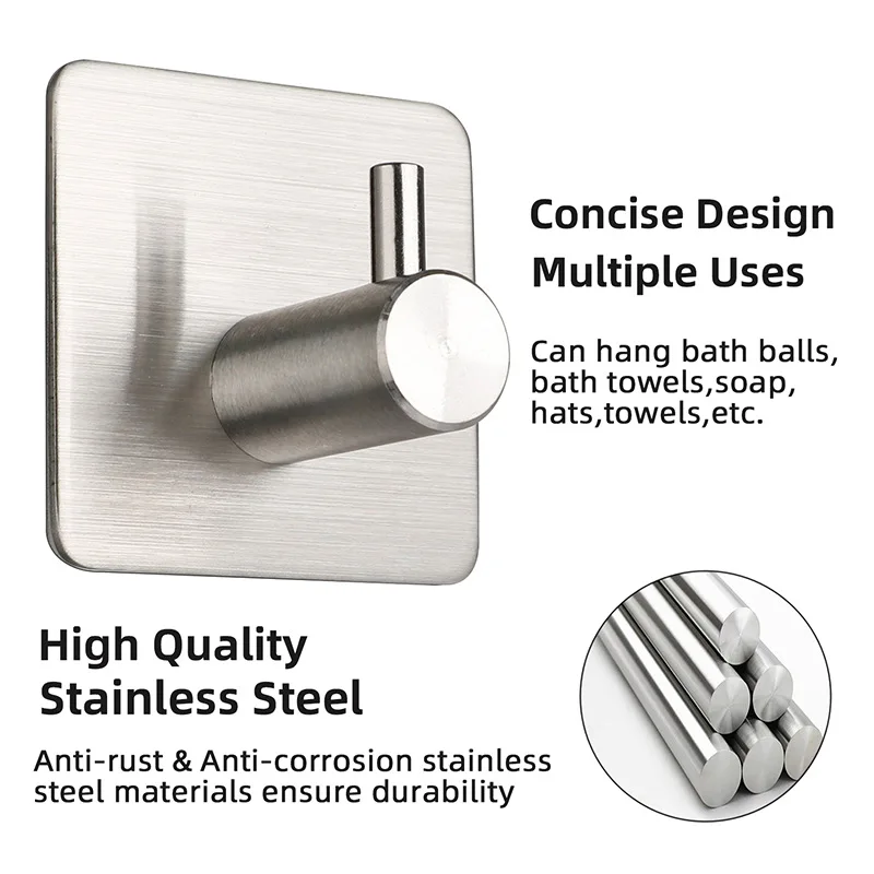 3pcs Adhesive Wall Hooks Mounted Door Key Cloth Coat Bathroom Cloth Coat Robe Hanger Kitchen Hardware Rack Shelf Bag Hook 2