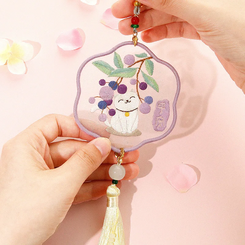 자수 행운의 부적 DIY 수제 자동차 장식품 재료 키트 남자친구 선물 초보자 보호용 행운의 상징