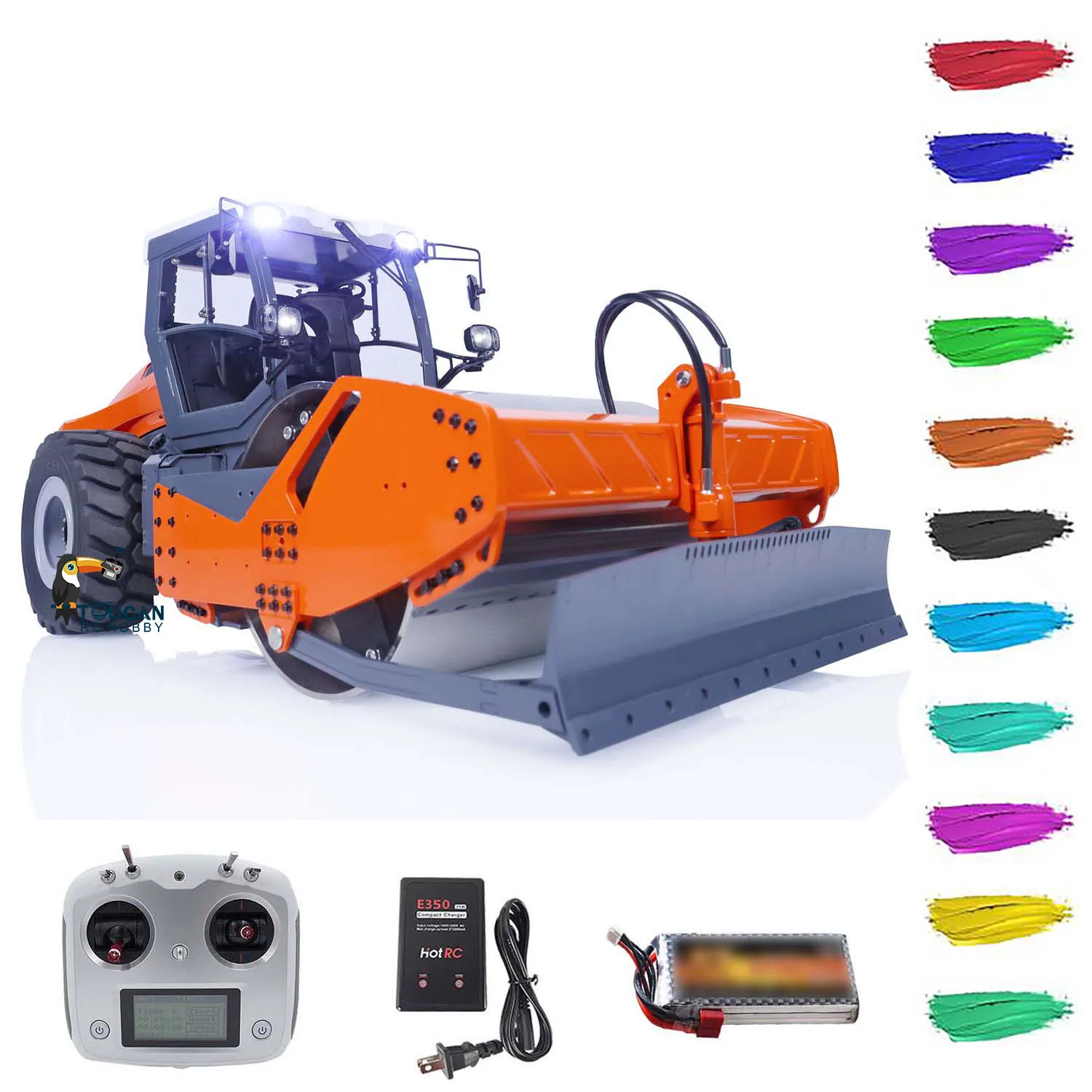 LESU 1:14 Hydraulic RC Road Roller Aoue-H13i Radio Control Engeerning TOUCAN Painted Orange Cars for Boys Outdoor Toys THZH1564 2