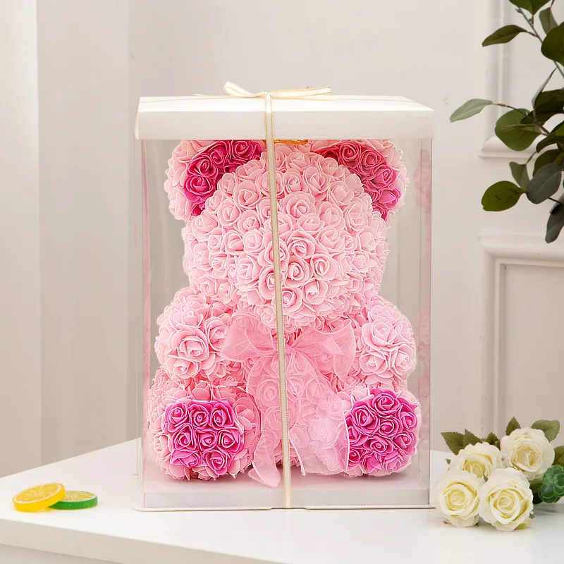 

40cm Bowtie Rose Bear Gift Creative Eternal Flowers Rose Simulated Bear Birthday 520 Gift