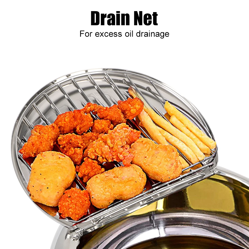 20 cm 2.2L Deep Frying Pot With Thermometer and Lid 2 Handles Japanese Style Tempura Fryer Pan 304 Stainless Steel - Image 3