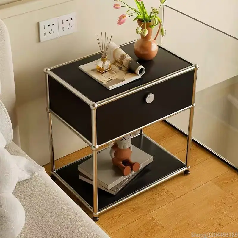 Vintage USM Nightstand Modular Bedside Table Bauhaus Stainless Steel Storage Cabinet for Bedroom/Small Spaces