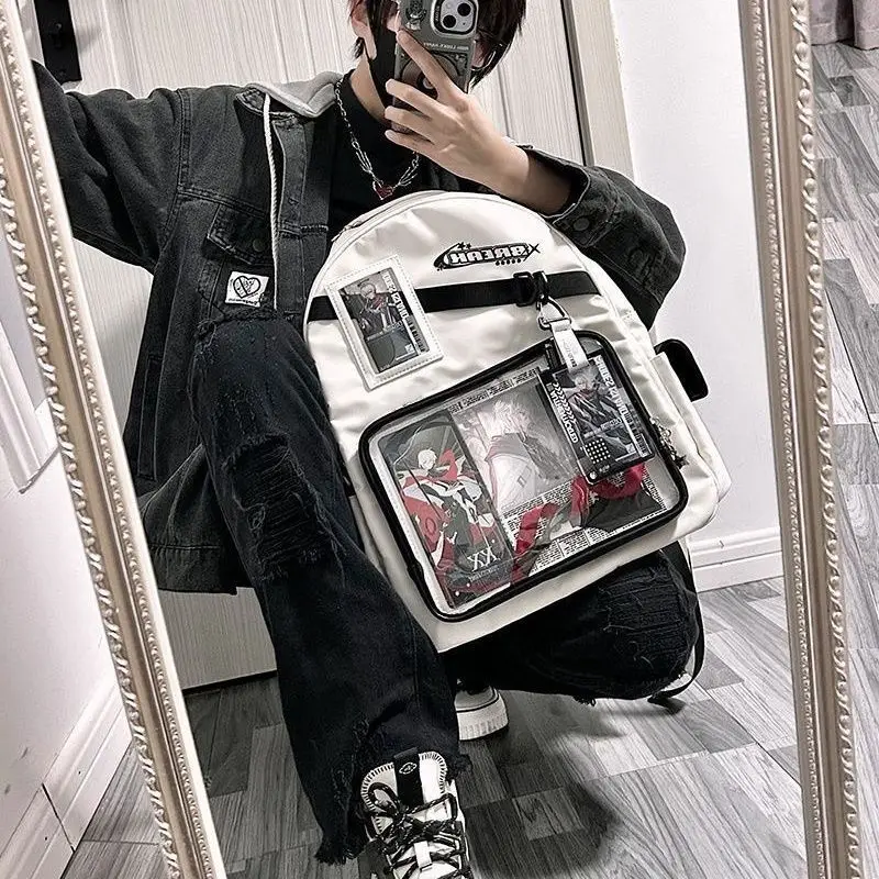 Zaino alla Moda per Ragazze con Scomparto Trasparente, Borsa Ita per Studentesse delle Scuole Superiori, Zaino a Spalla di Grande Capacità - immagine 4